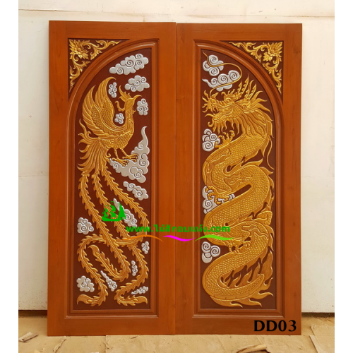 ประตูไม้สักบานคู่ รหัส DD03